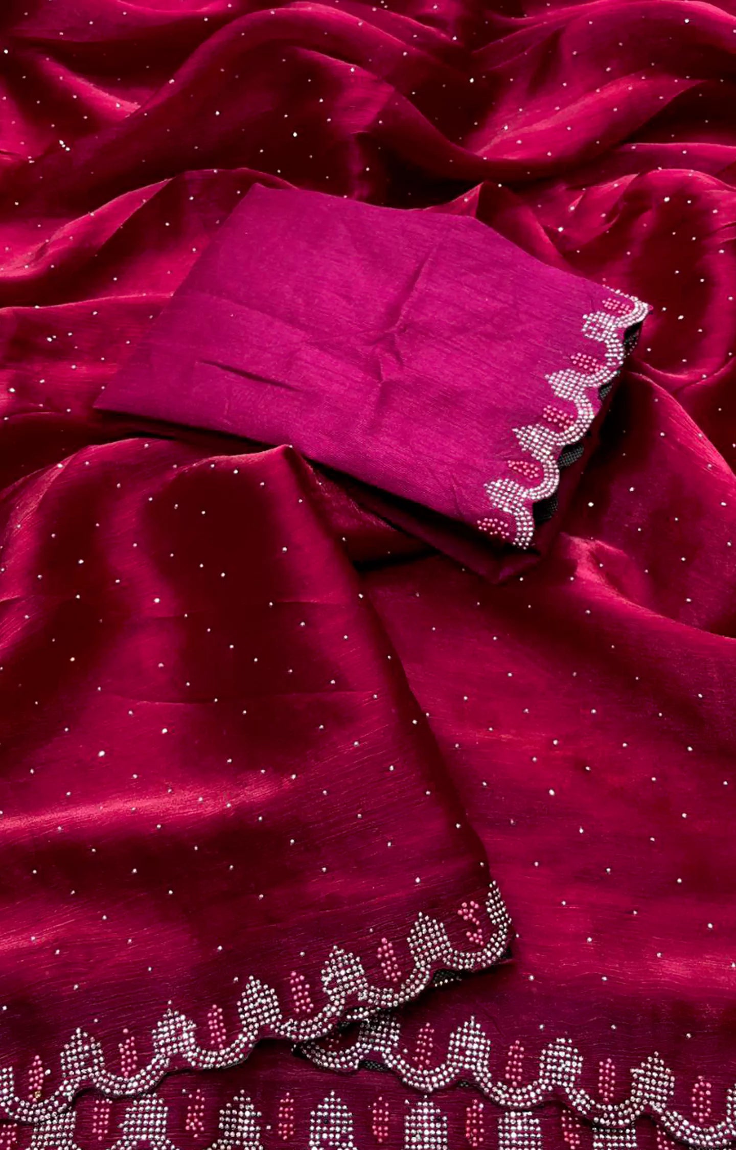 MYSARIAA CHIFFON WITH SIROSKI WORK SAREE.