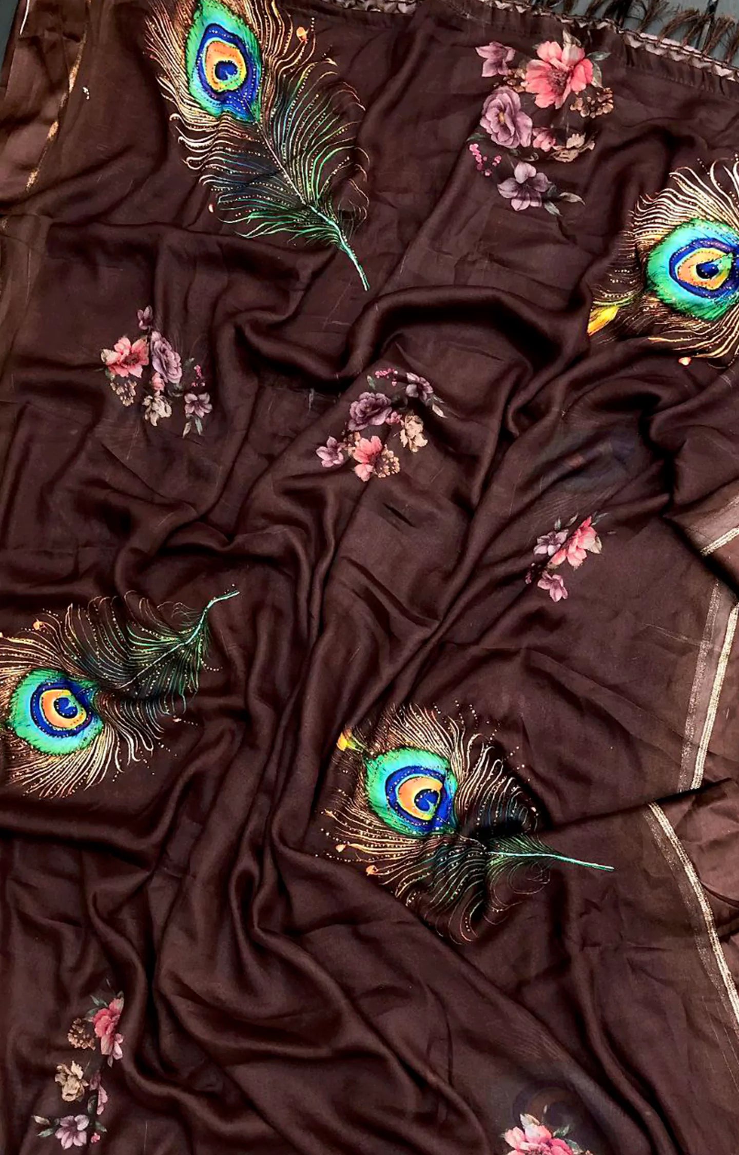 MAYKA MOSS CHIFFON WITH PEACOCK DIGITAL PRINTED SAREE