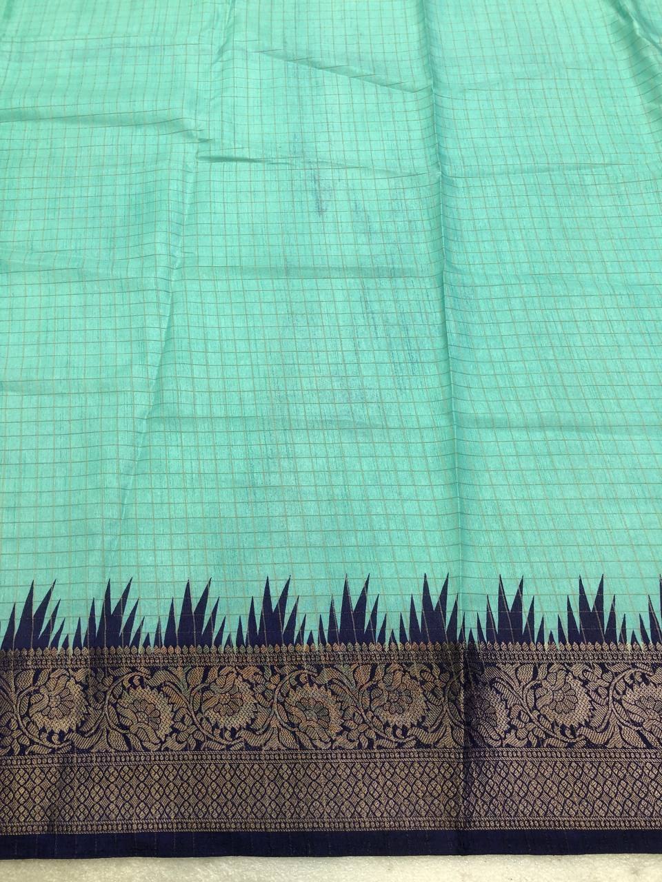 Hunnahh Chenderi Chex Weaving MISPRINT SAREE