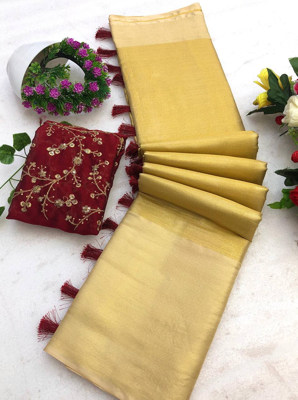 URSILA TISSUE SILK GOLD ZARI SAREE