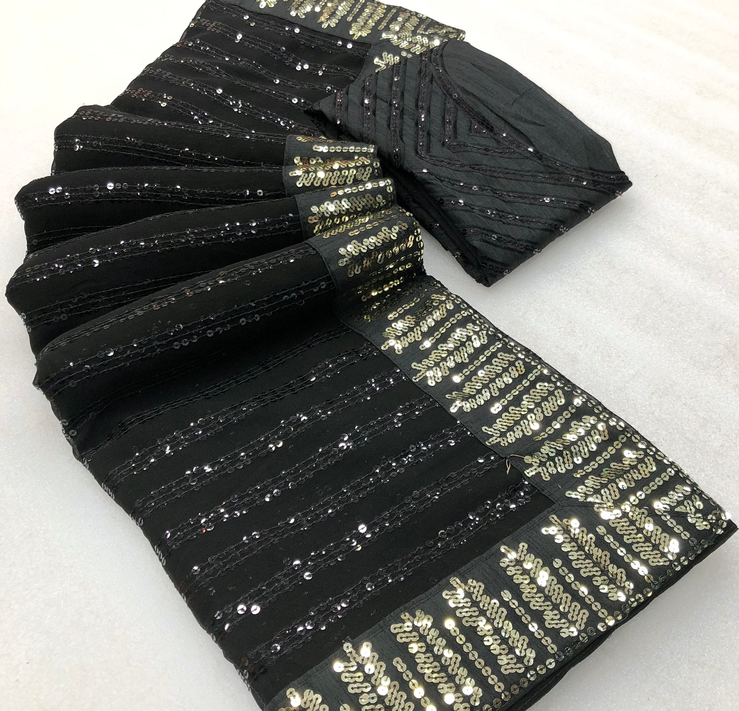 Coral Chiffon Sequence Work Saree