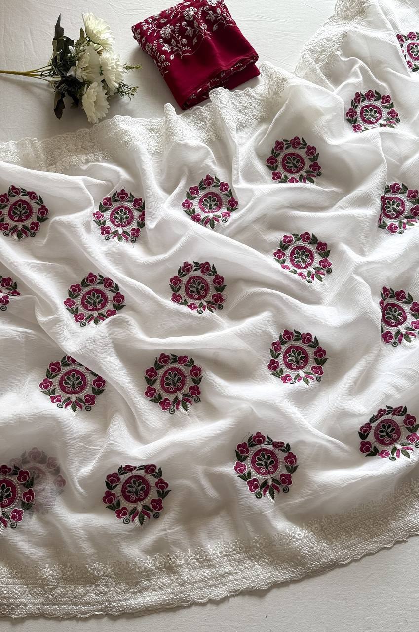 Madleen Pure Crush Georgette Chiffon Saree