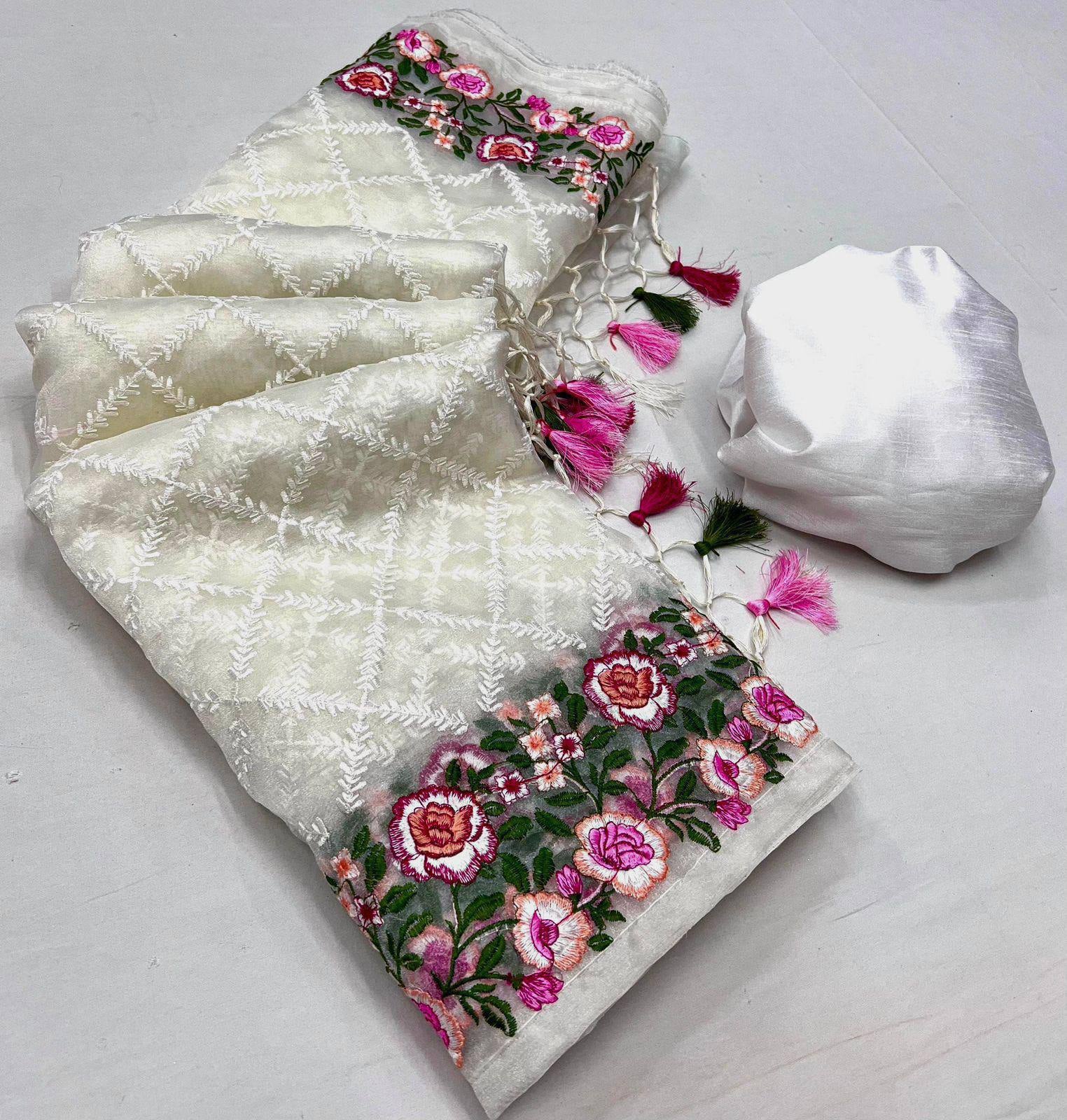 Stock Pure Soft Silk Organza Saree