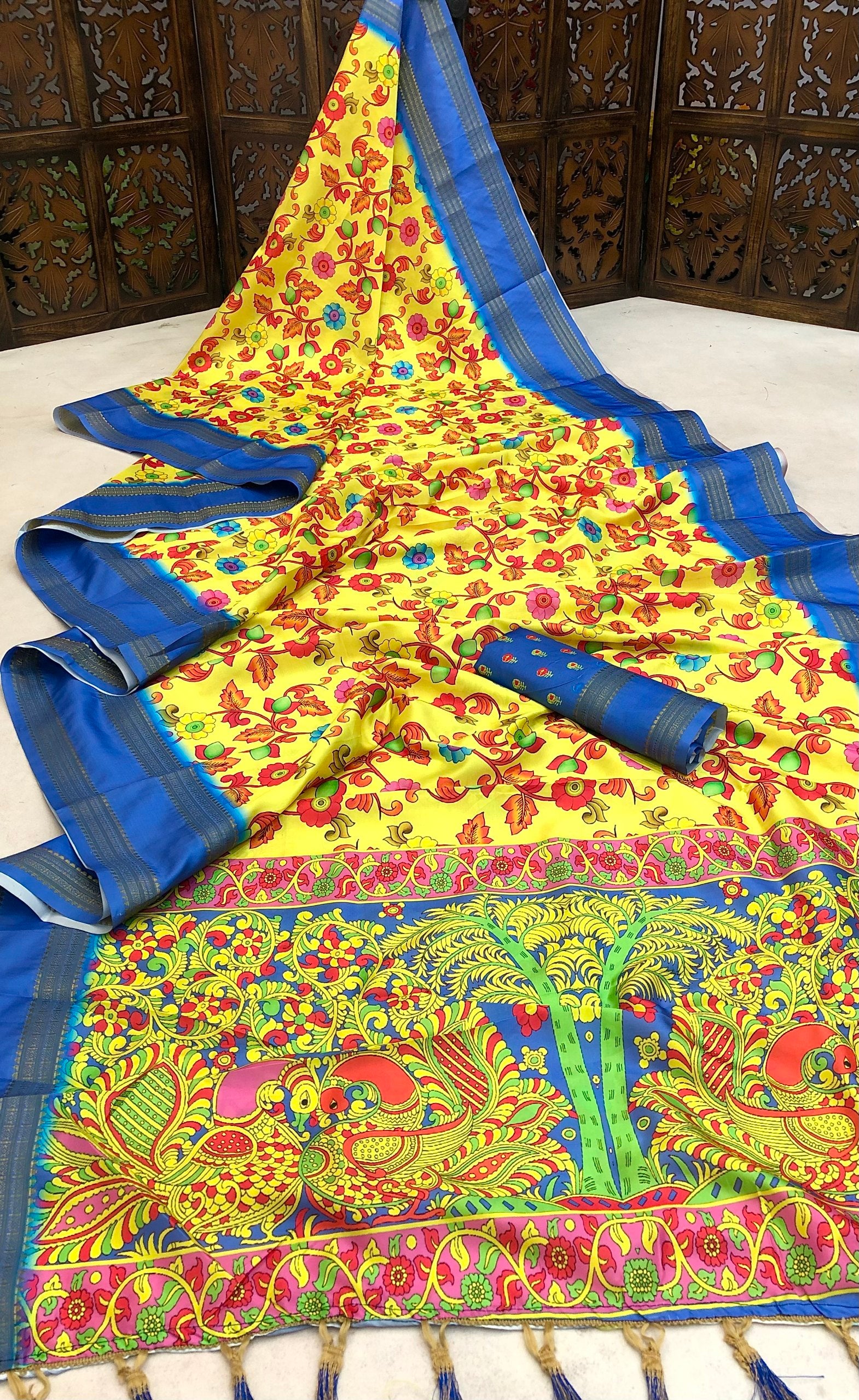 Mancia Dola Silk Kalamkari Digital Print Saree