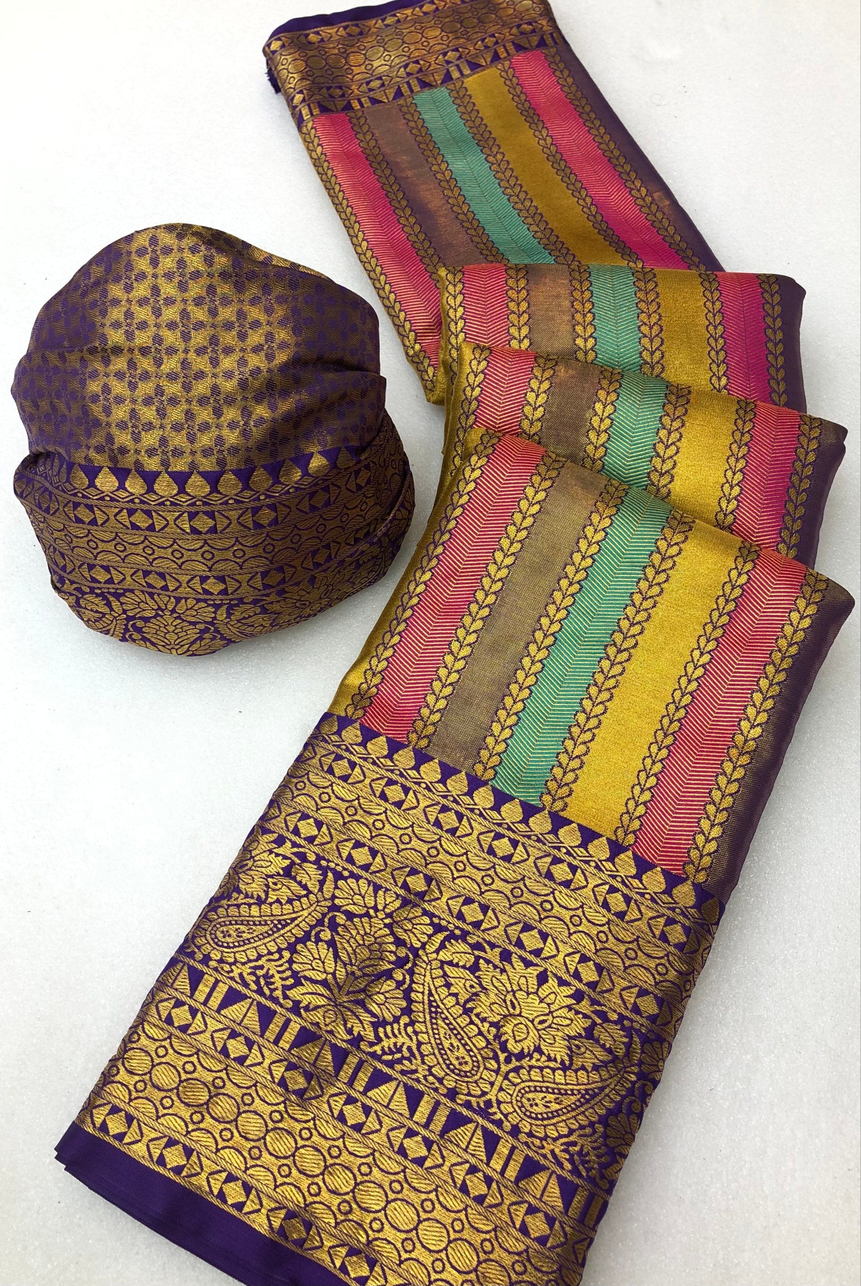 Malpuda Kanjiviram Silk Gold Zari Weaving Saree