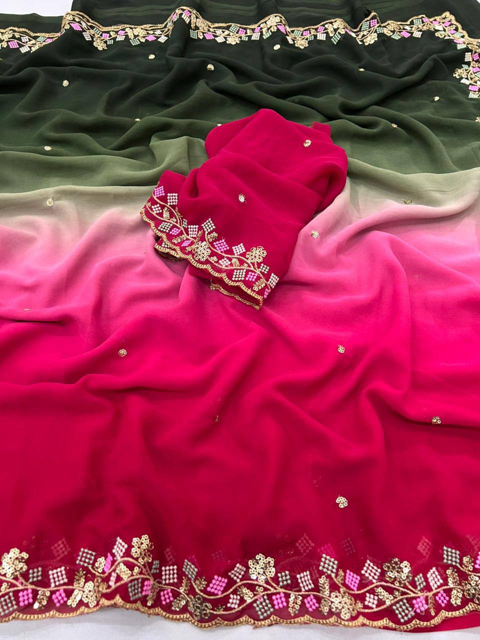 Avoid Soft Georgette Embroidery Work Saree