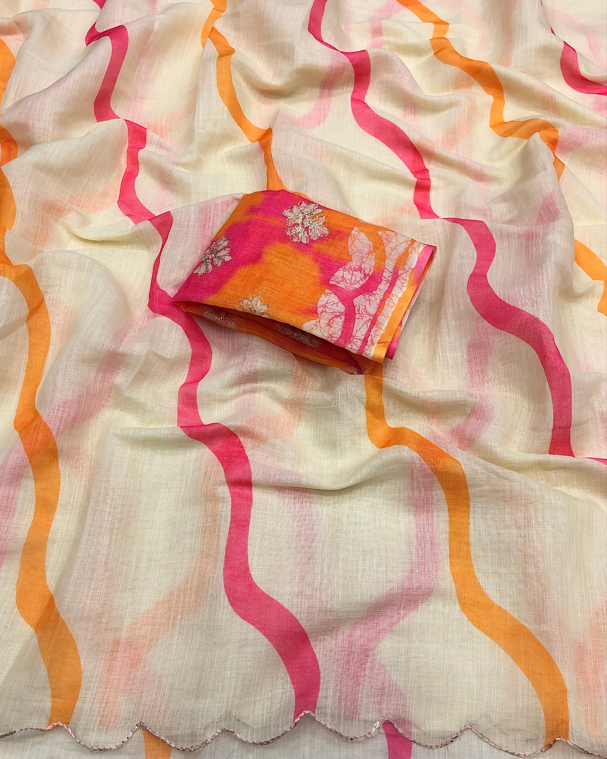 Brush Soft Lenin Brush Print Saree