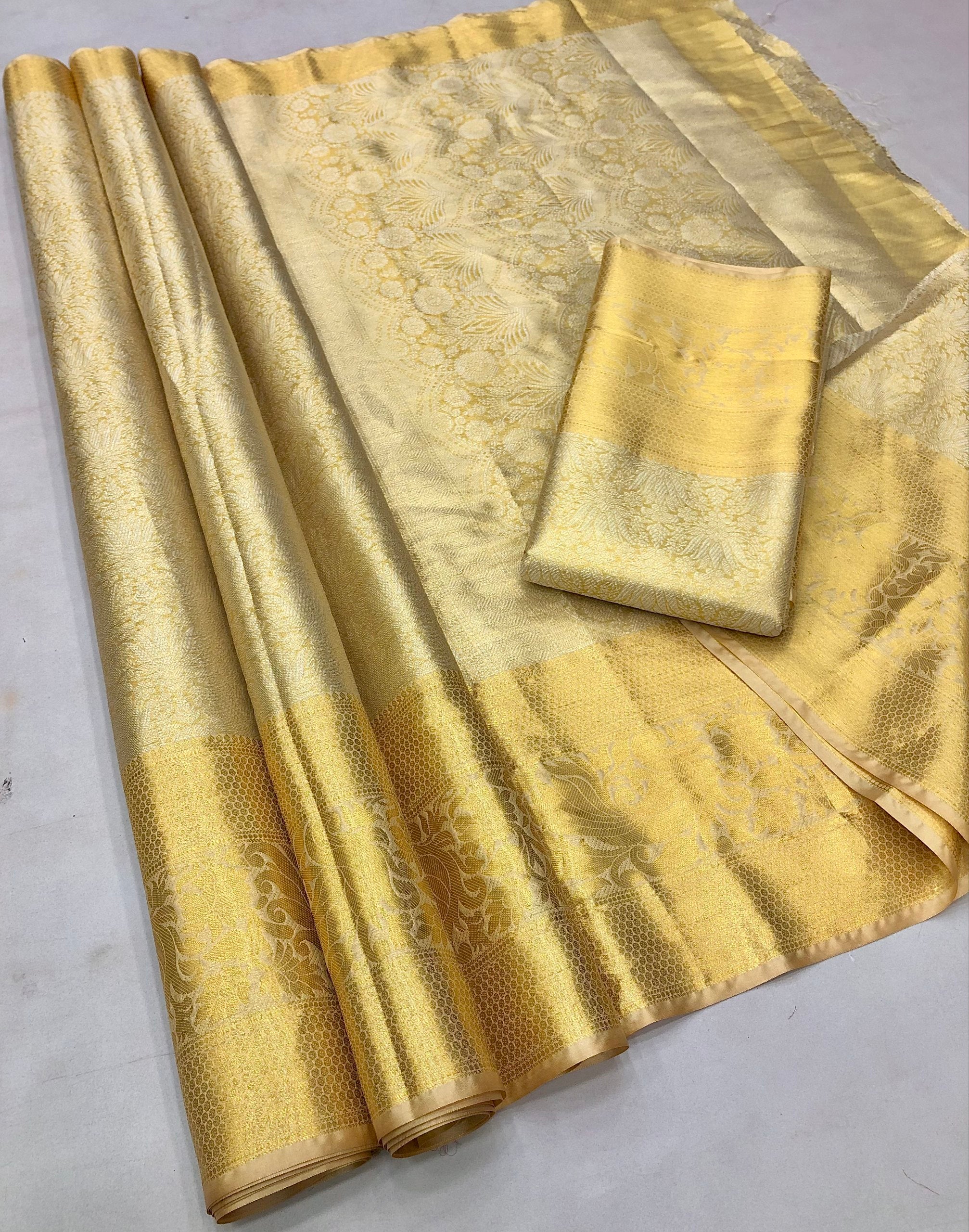 Flagship 2 Gold Kanjiviram Silk Gold Zari Weaving Saree
