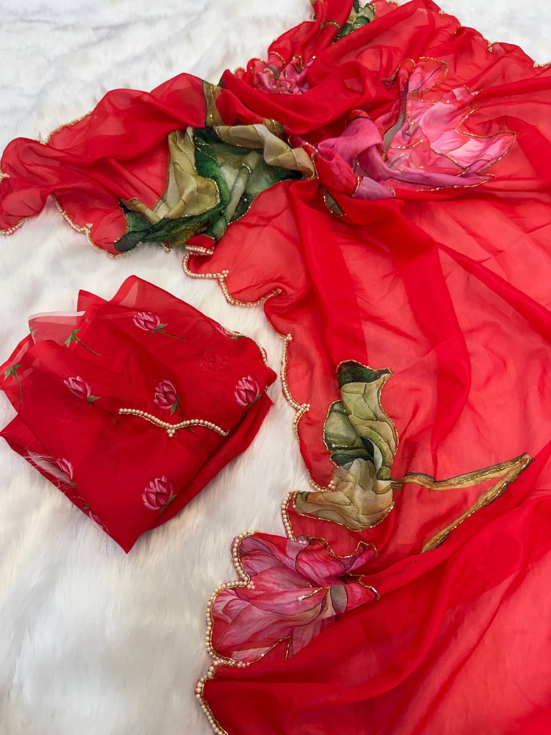 Rush Pure Soft Tebby Silk Printed Saree