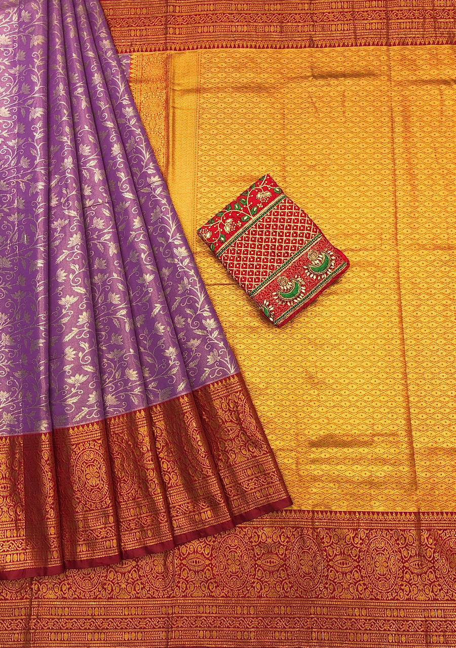 Nency Kanjiviram Pattu Silk Pure Zari Weaving Saree