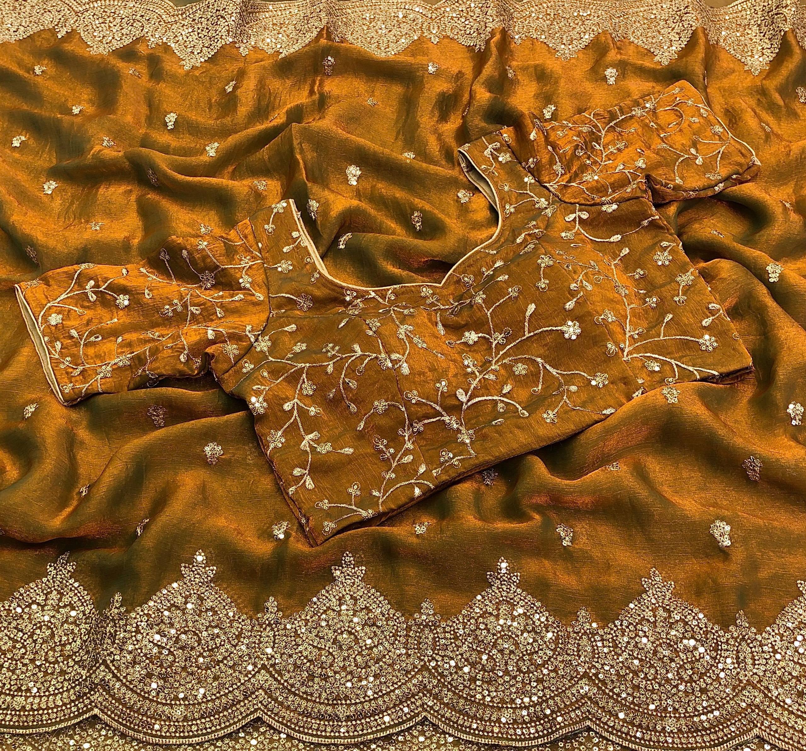 Goldish Very Soft and Elegant Georgette Fabric Saree