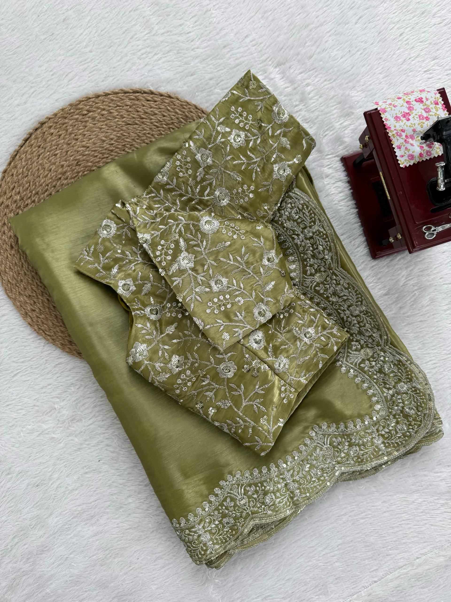 Euro Jimmy Choo Thread With Sequins Work Saree