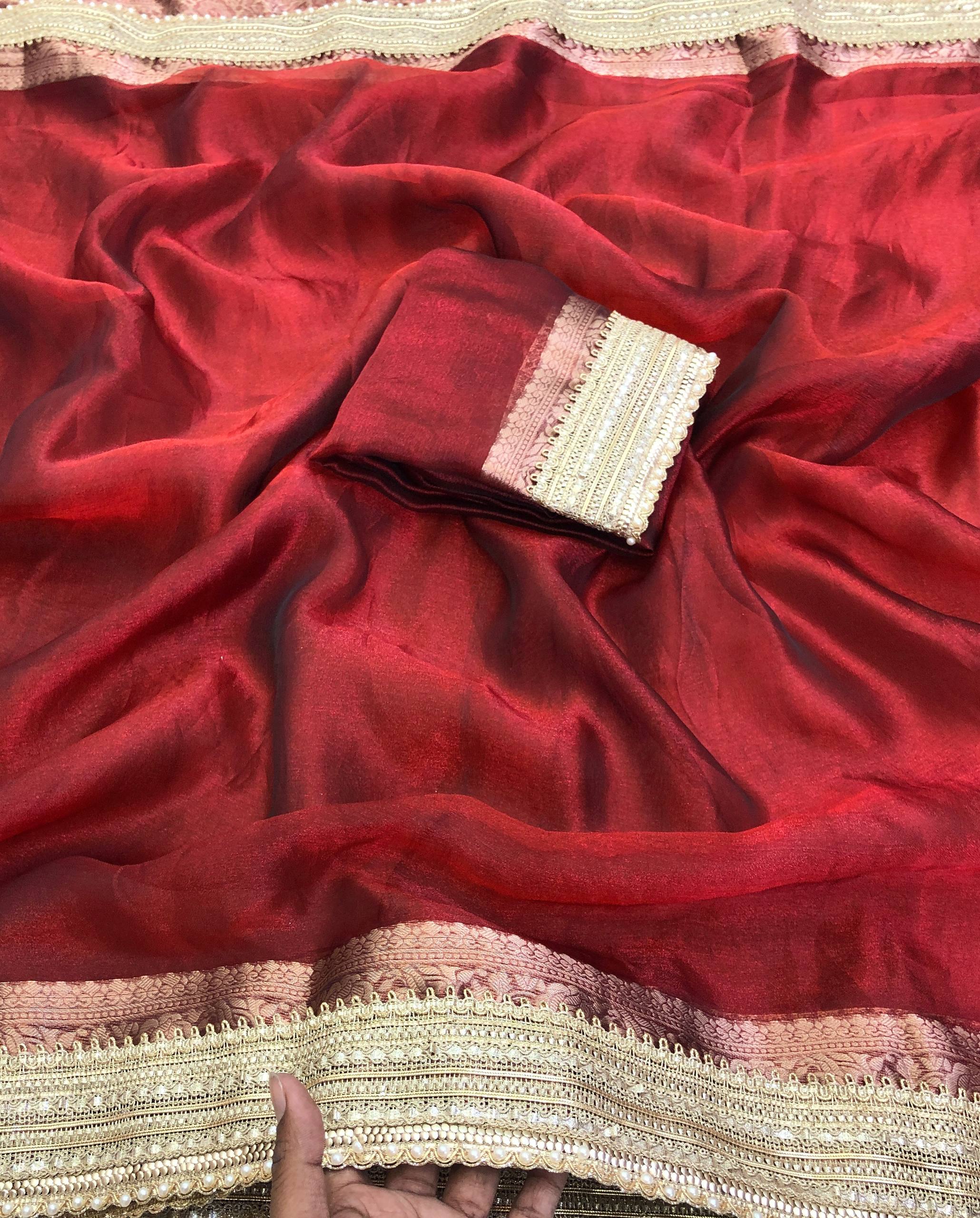 Maharani Banarasi Tissue Silk Embroidered Saree