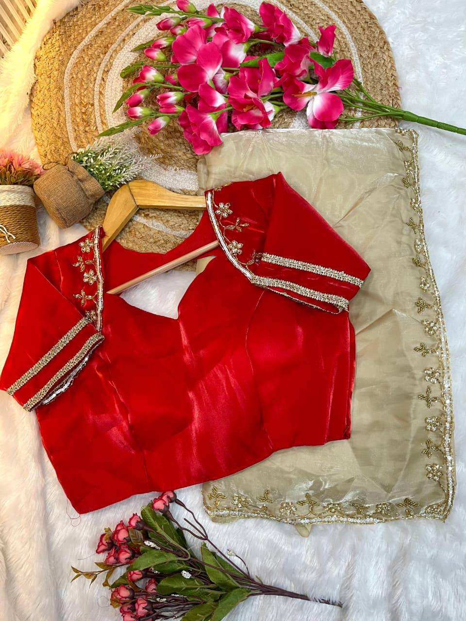 Clarke Zimmy Choo Khatli Cutdana Work Saree