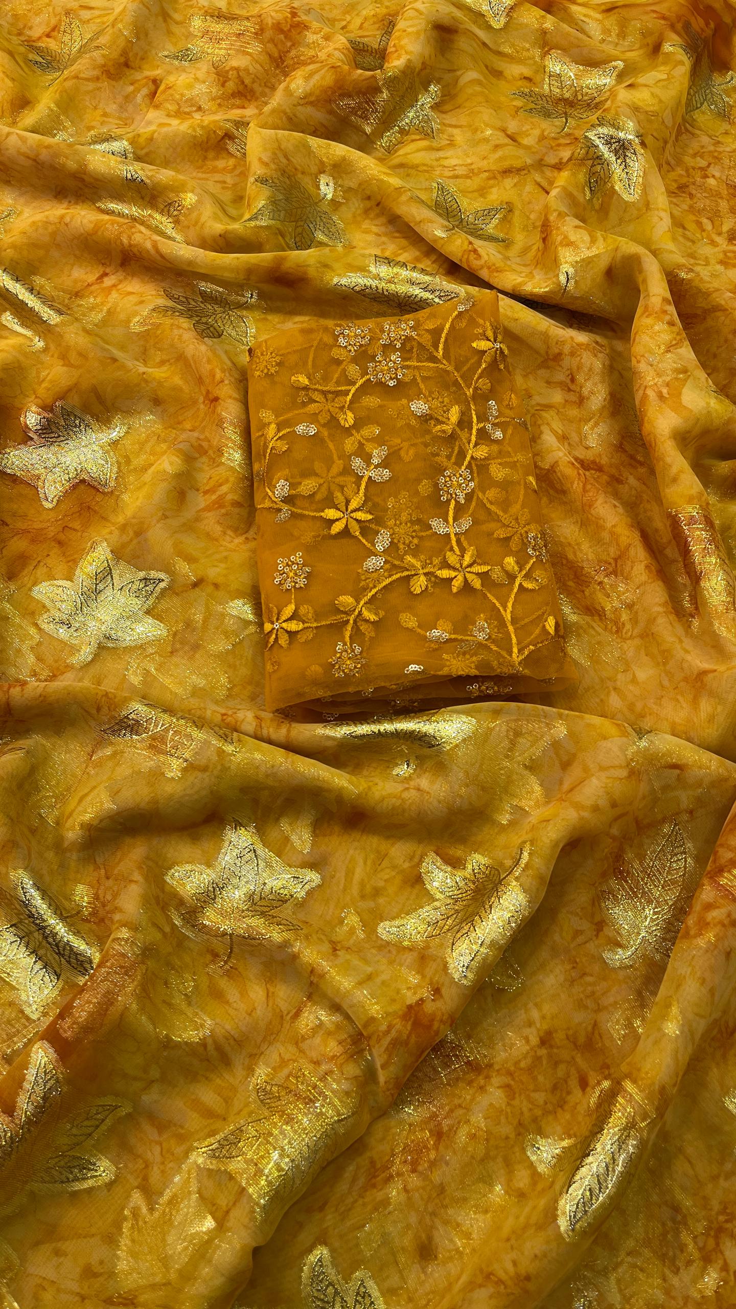 Asange Chiffon Shaded Zari Weave Butta Saree