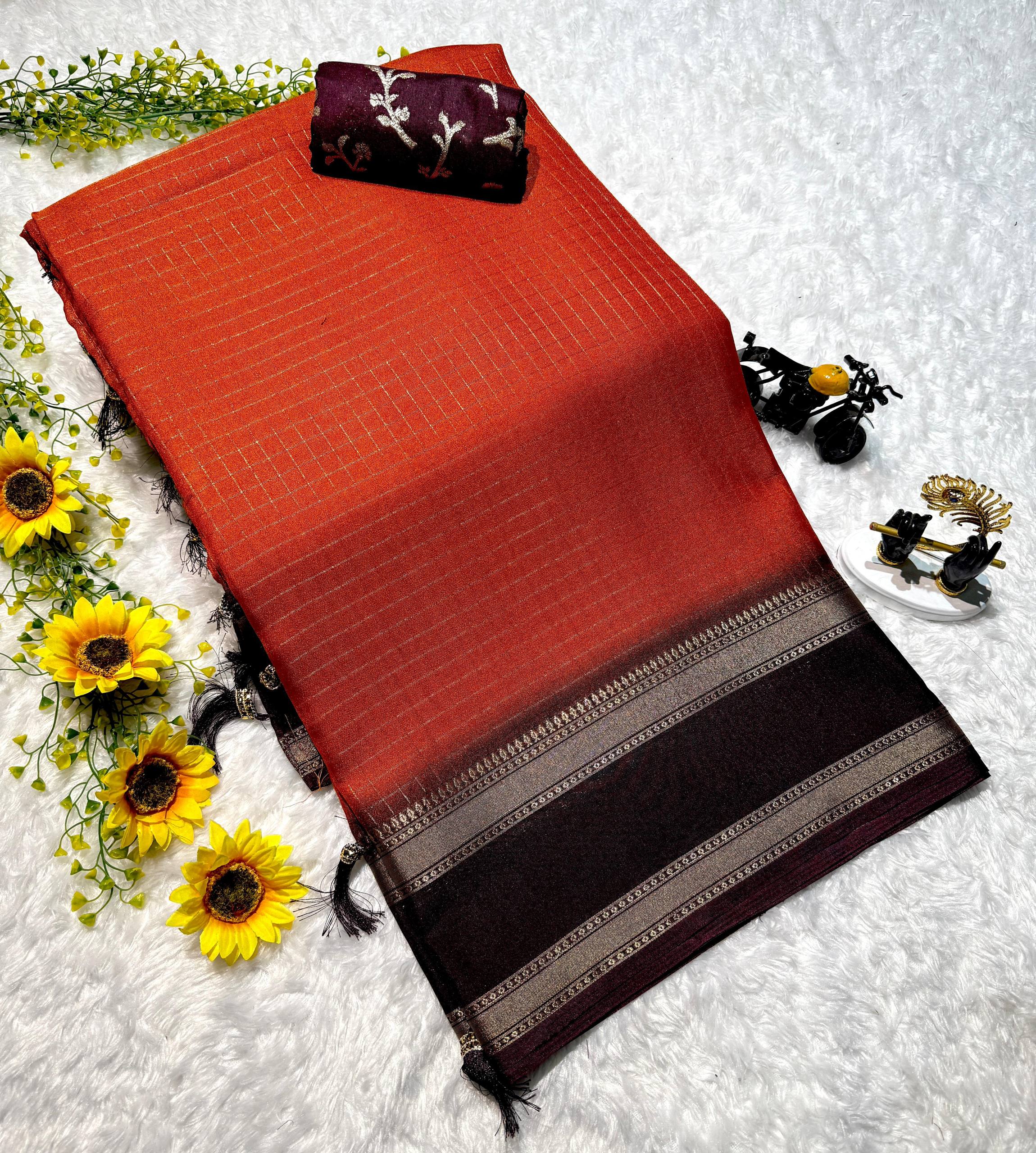 Hertz Georgette Weaving Checks Saree