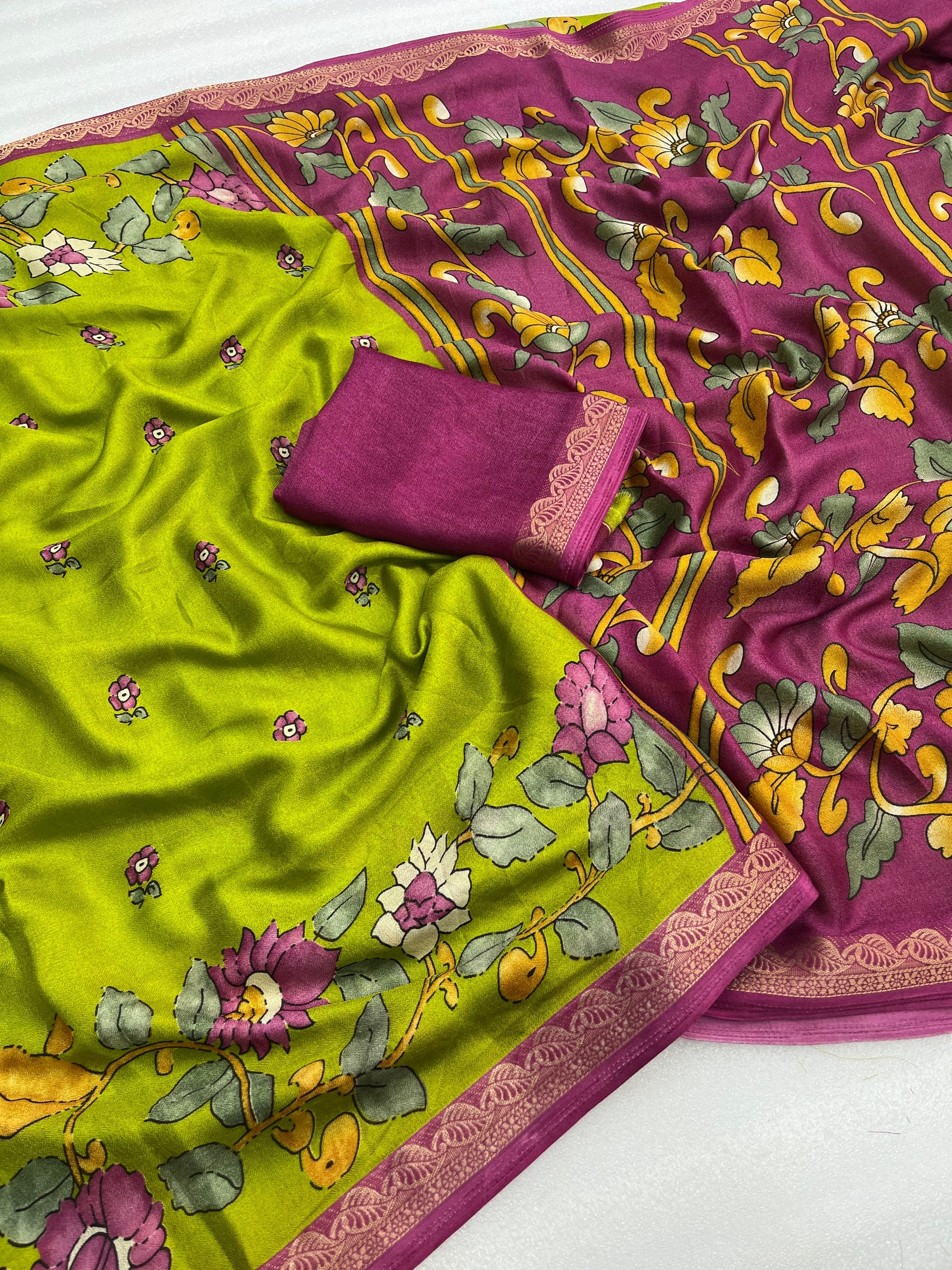 Ishara Dull Moss Printed Saree