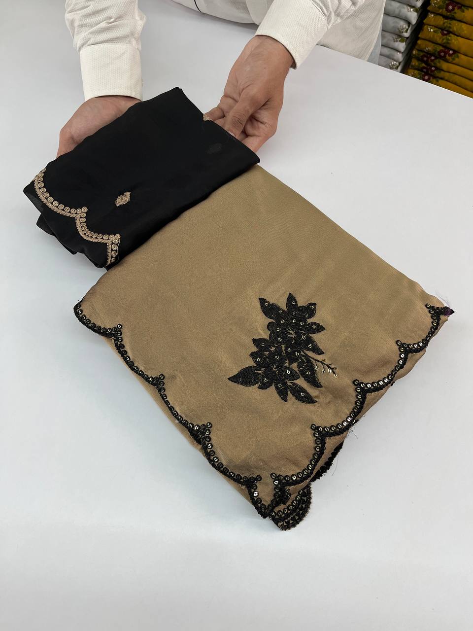 Flaro Chiffon Embroidery & Sequence Work Saree