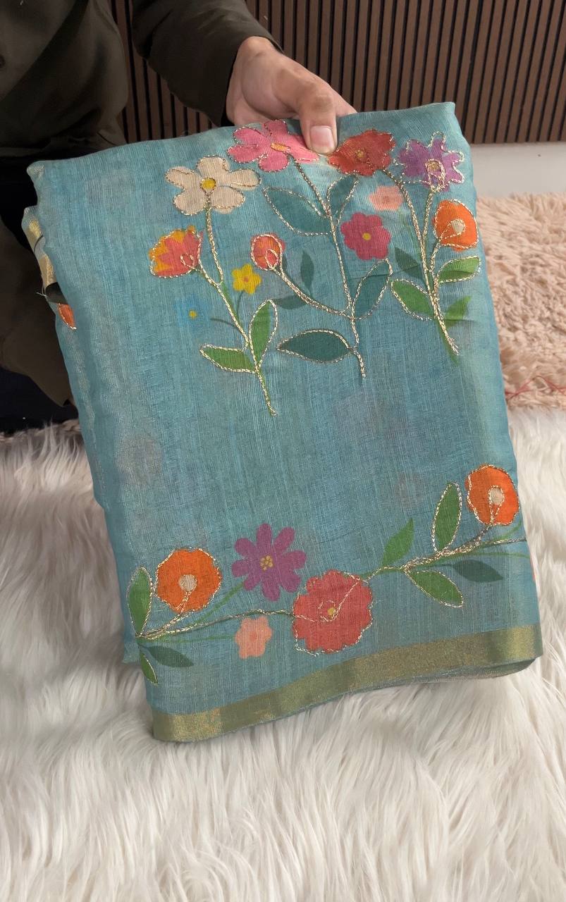 Zeal Tissue Silk Floral Digital Print Saree