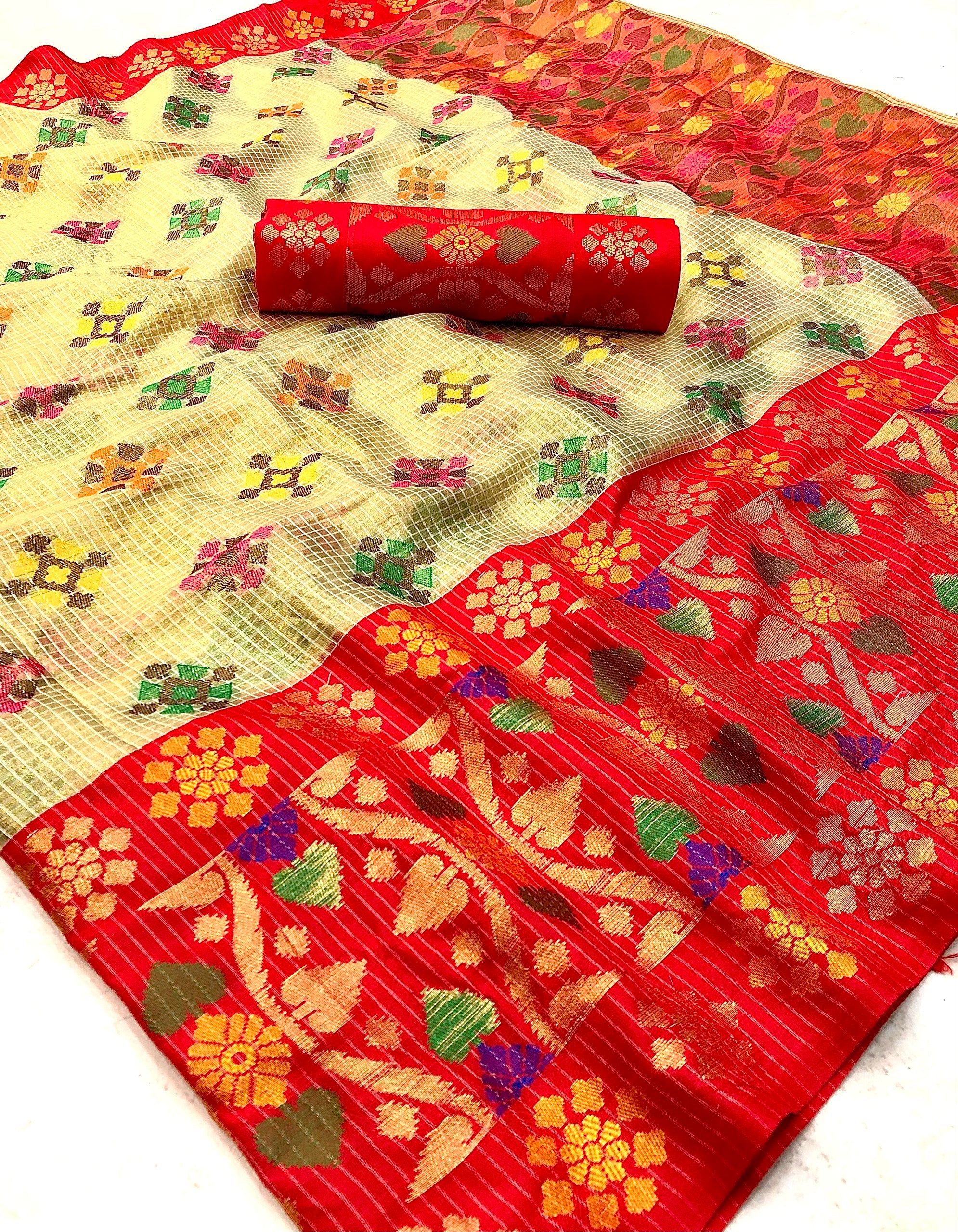 Sharmika Kanjiviram Tissue Silk Zari Weaving Saree
