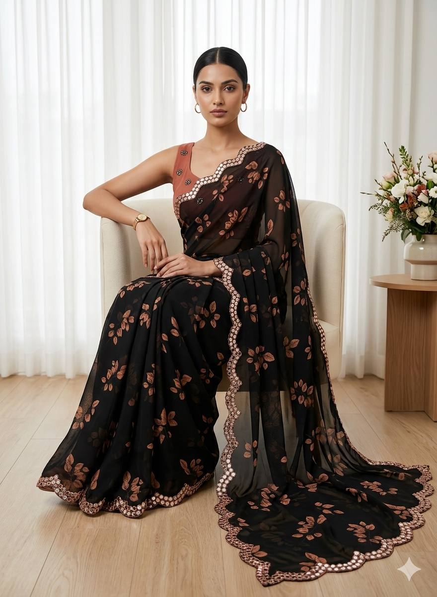 Rinera 2 Soft Weightless Chiffon Floral Print Saree