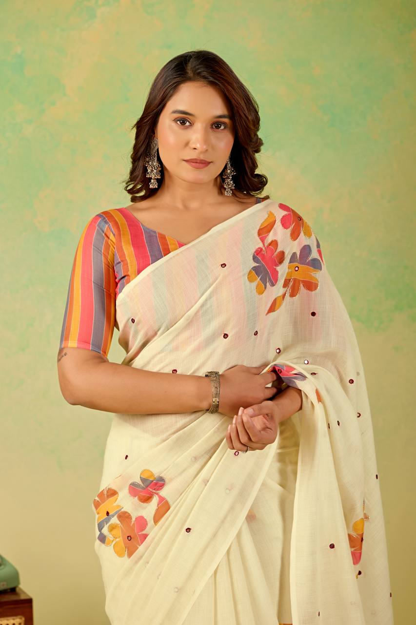 Kelocks Soft linen Floral Digital Printed Saree