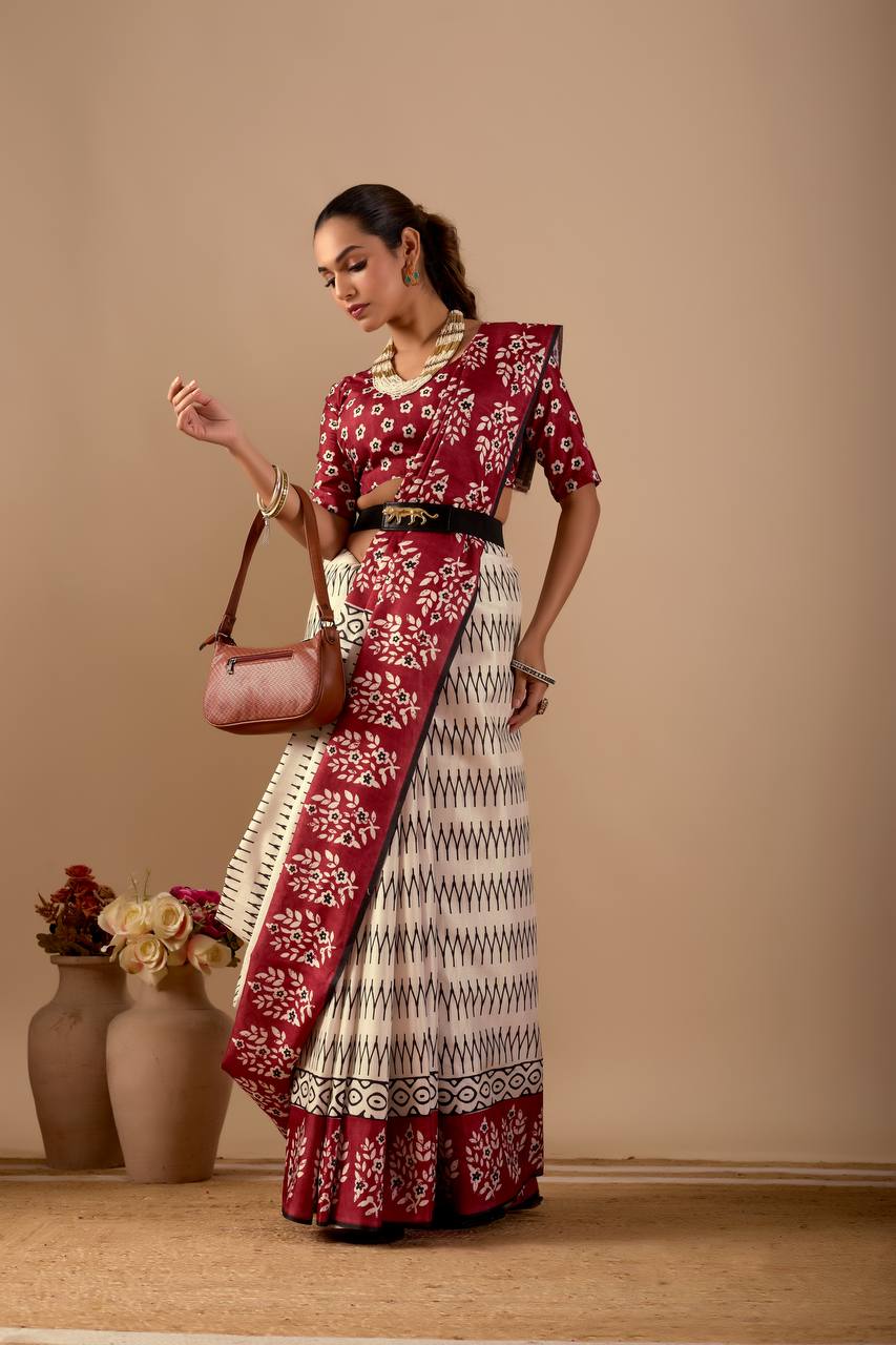JENY TUSSER SILK PRINTED SAREE
