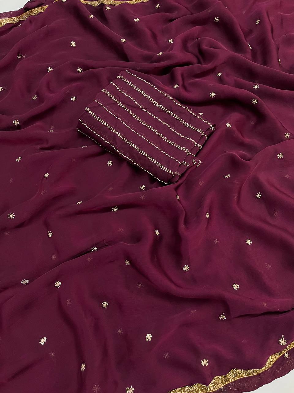 Kashvi Chiffon Embroidery Butti Work Saree