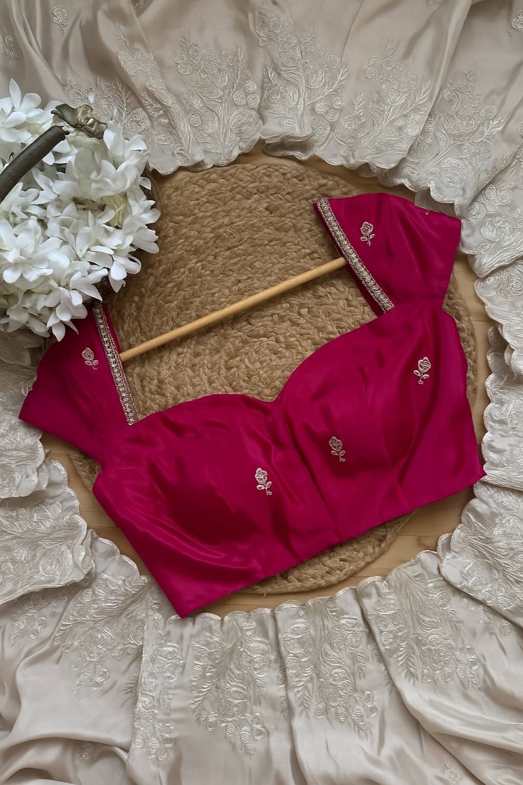 Round Soft Cosmo Silk Embroidery Saree