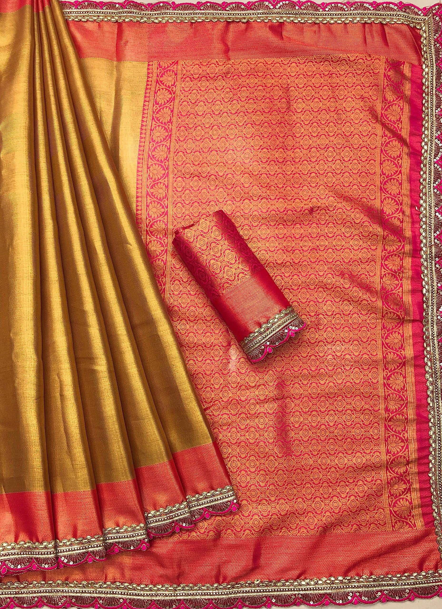 Canton Kanjiviram Silk Zari Weaving Saree