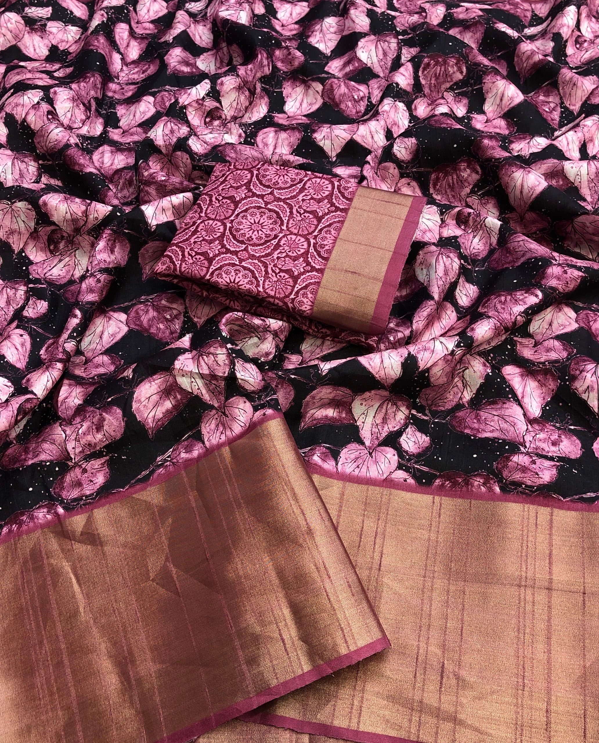 Dumbal Handloom Tussar Silk Floral Digital Print Saree