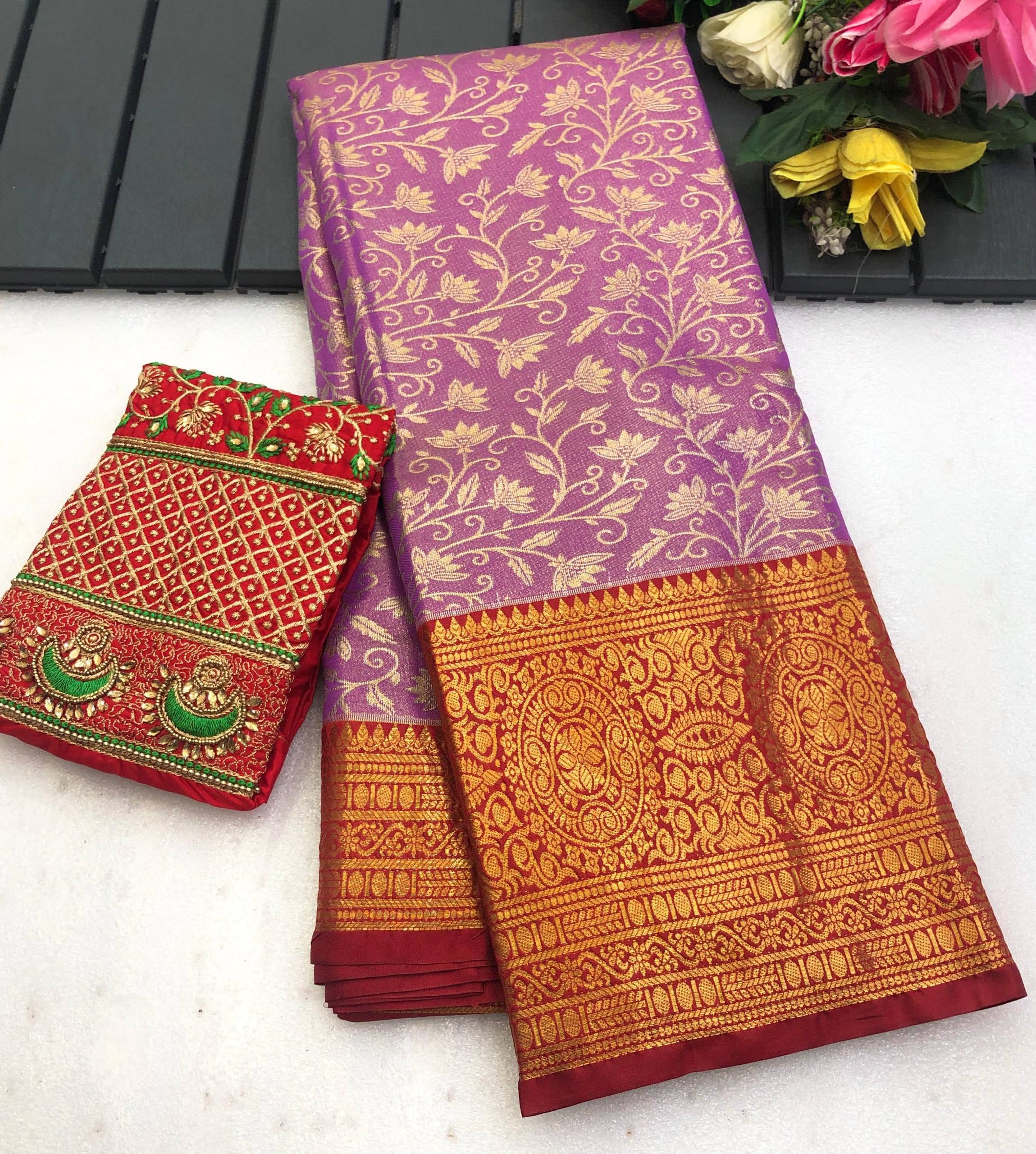 Nency Kanjiviram Pattu Silk Pure Zari Weaving Saree