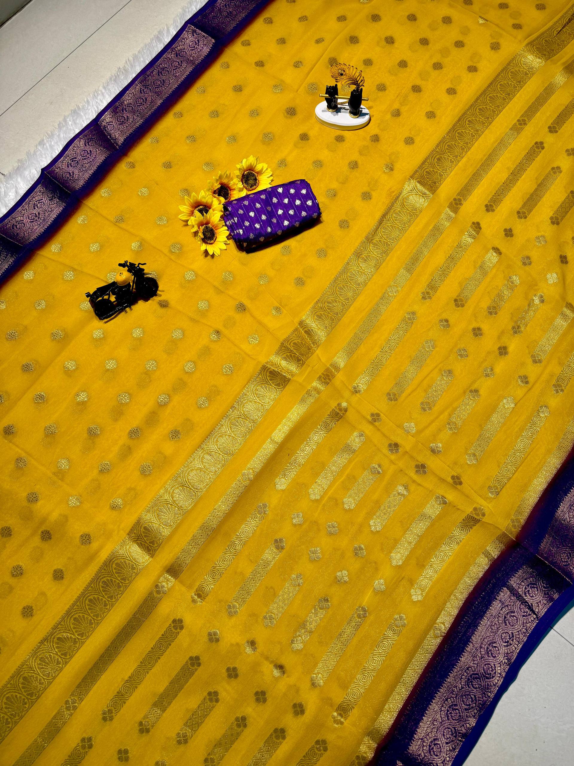 Task Dola Silk Butti Weaving Saree