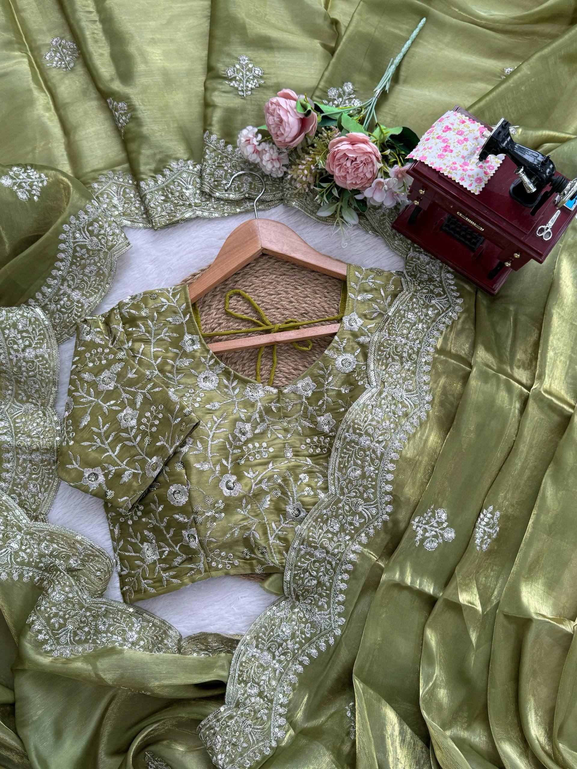 Euro Jimmy Choo Thread With Sequins Work Saree