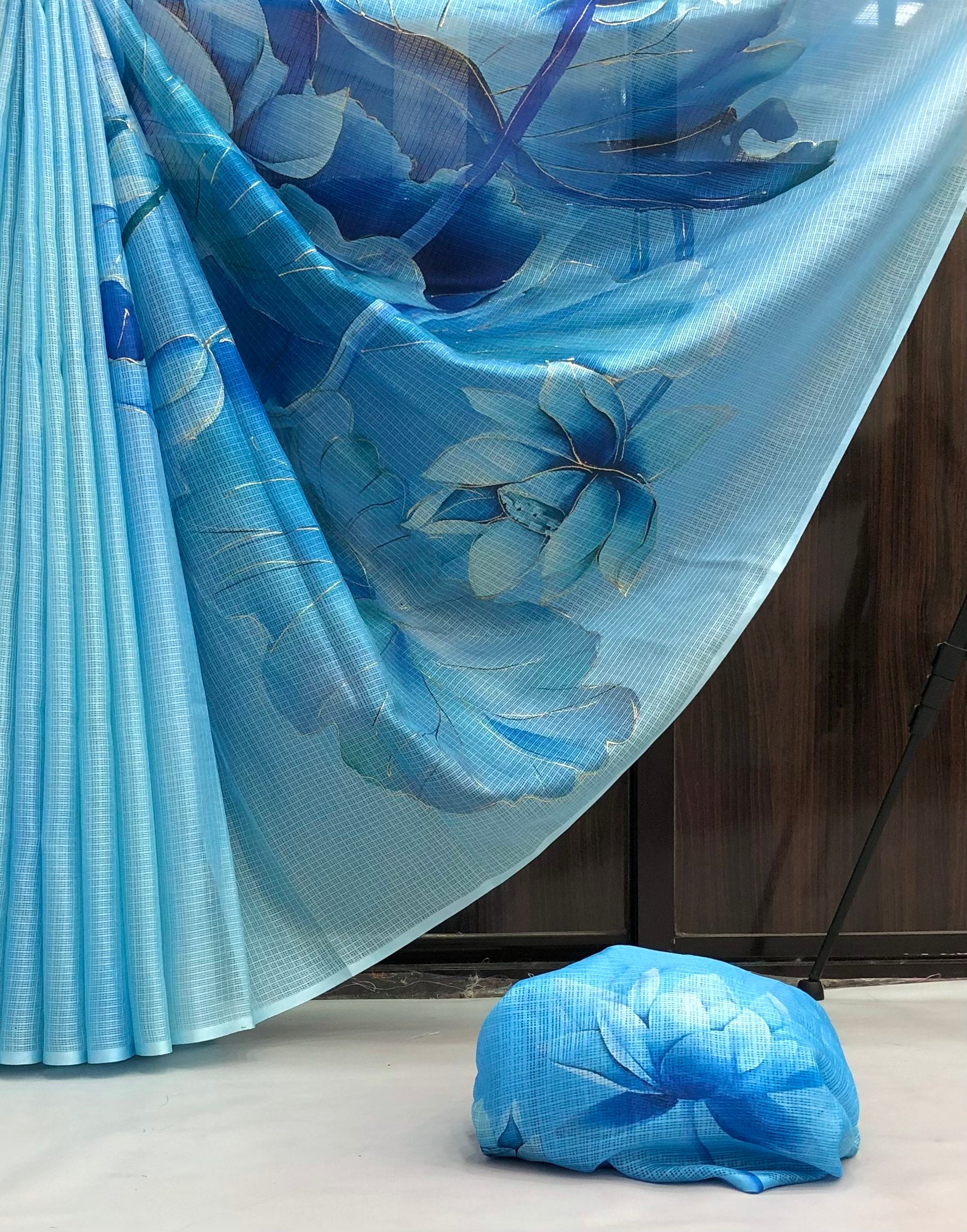 Lianna 2 Soft Kota Lenin Chex Digital Print Saree