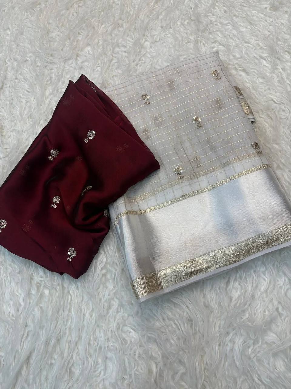 Crane Viscose Georgette Multi Sequence Work Saree