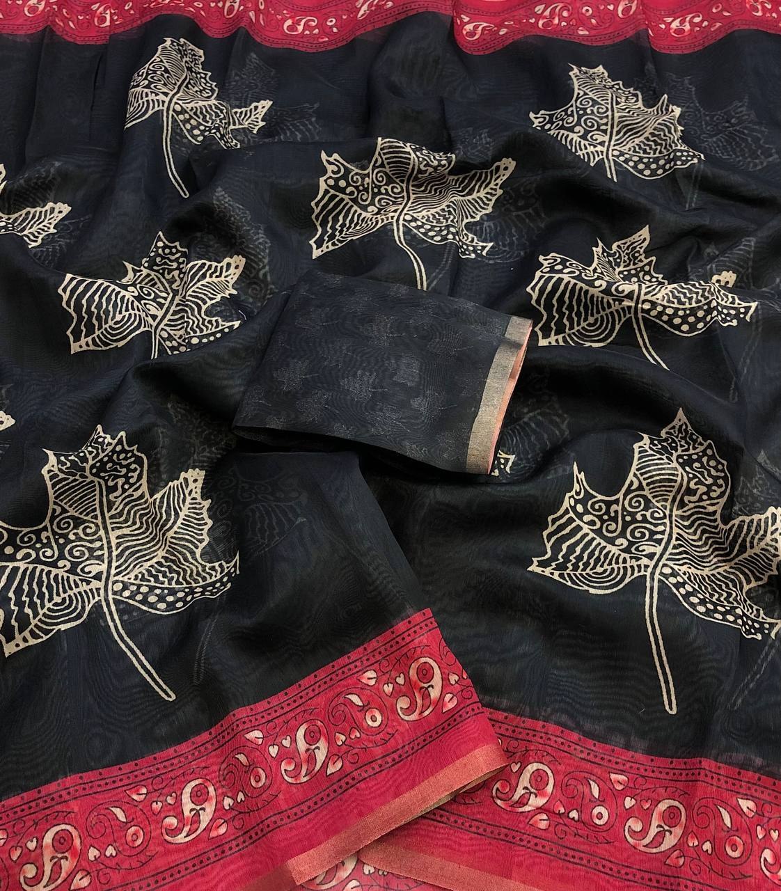Anayra Chenderi Floral Digital Print Saree