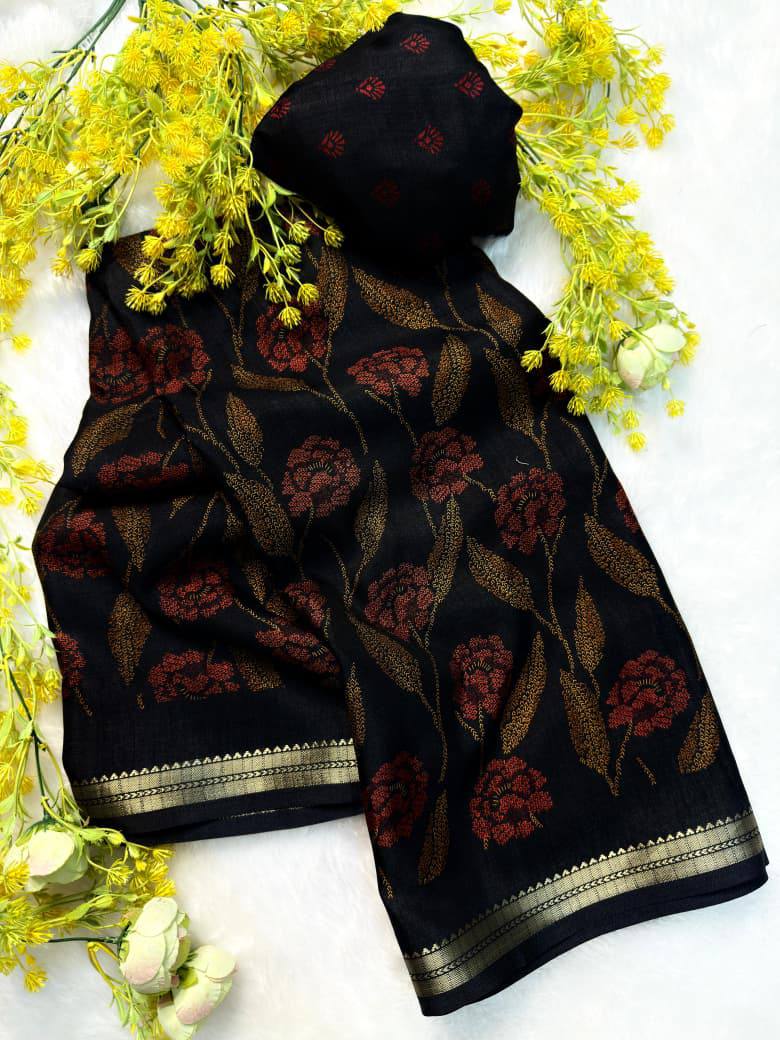 Tarifa Tushar Silk Floral Printed Saree