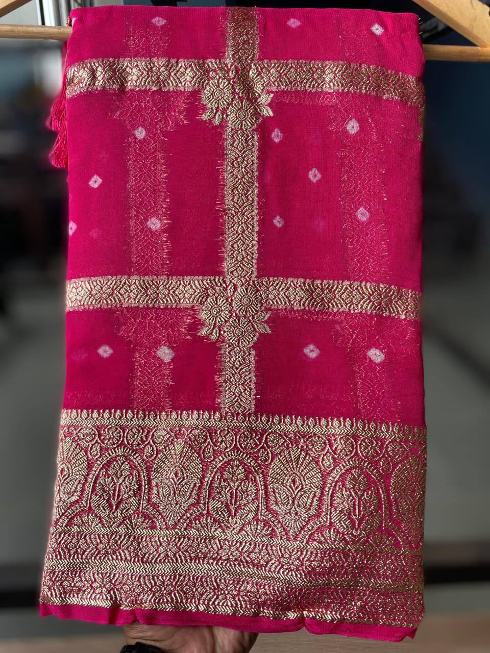 Elzara Viscose Gerogate Chex Design all Over Saree