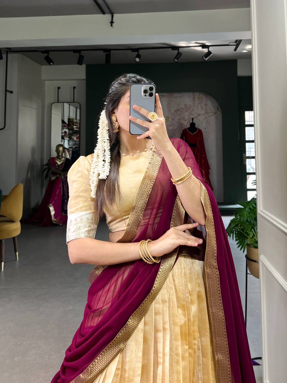 Tariff Kanchipuram Zari Weaving Work Lehenga