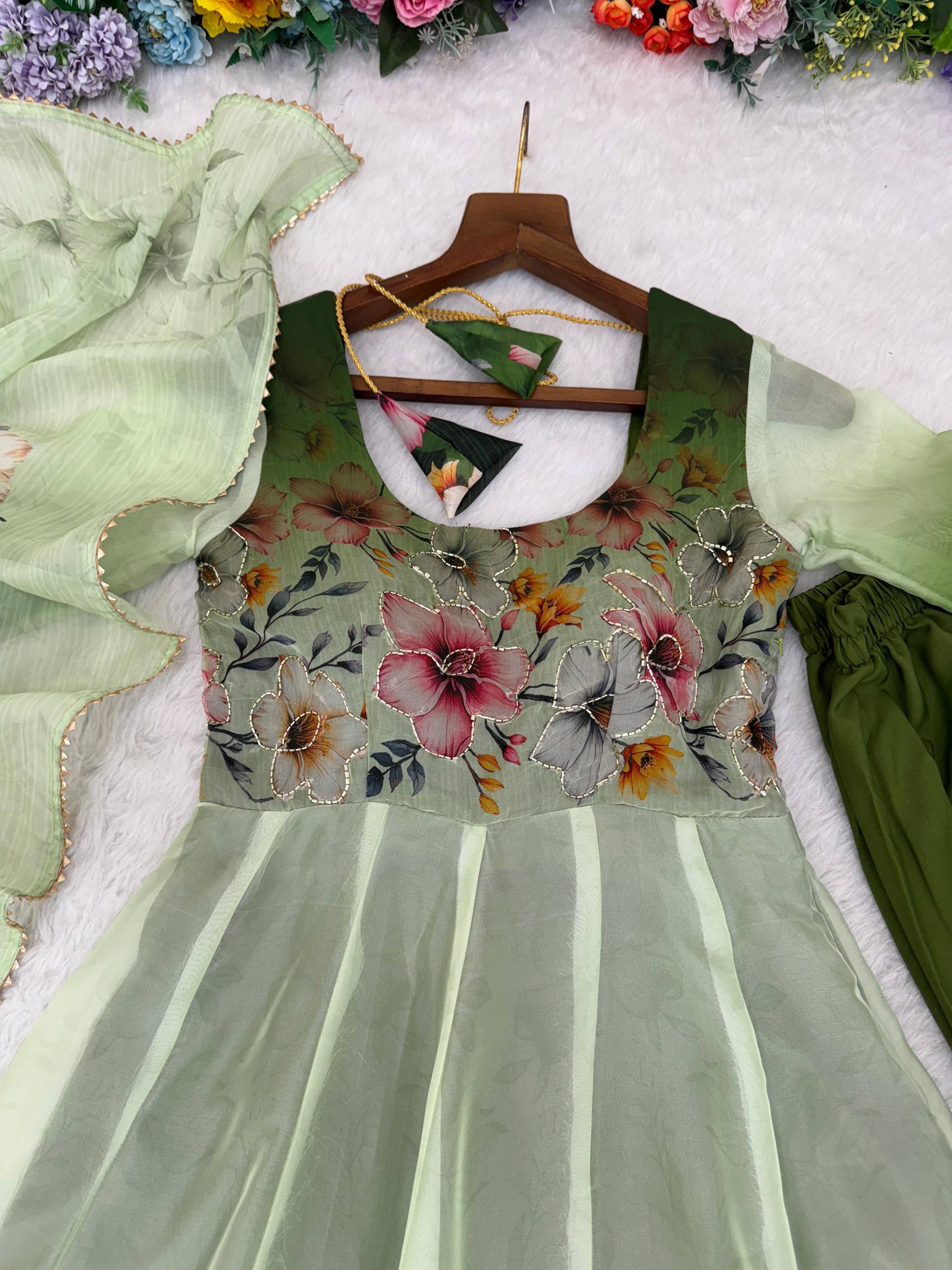 Author Organza Soft Taby Silk Digital Print Gown