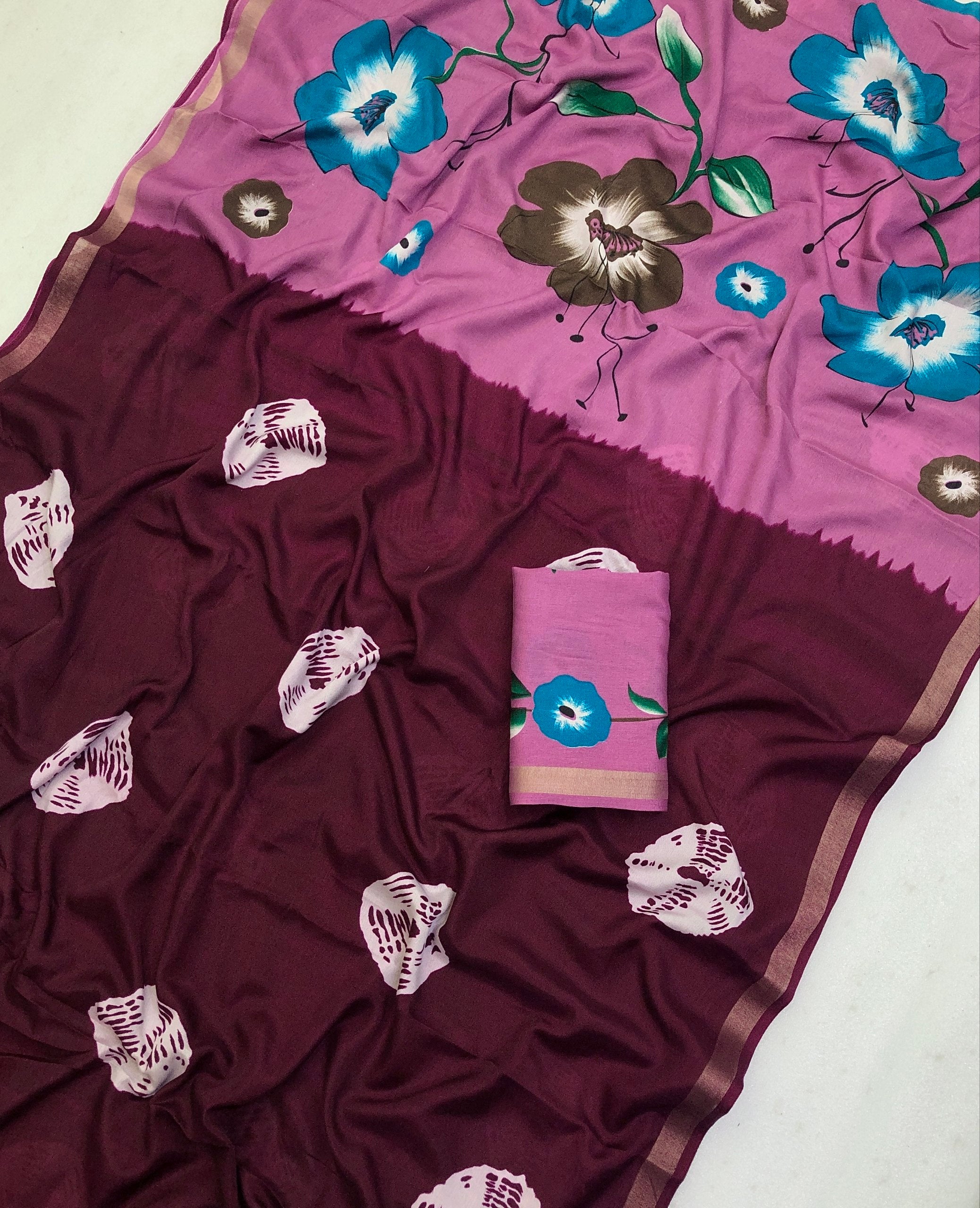 Azmee Mul Cotton Bandani Print Saree