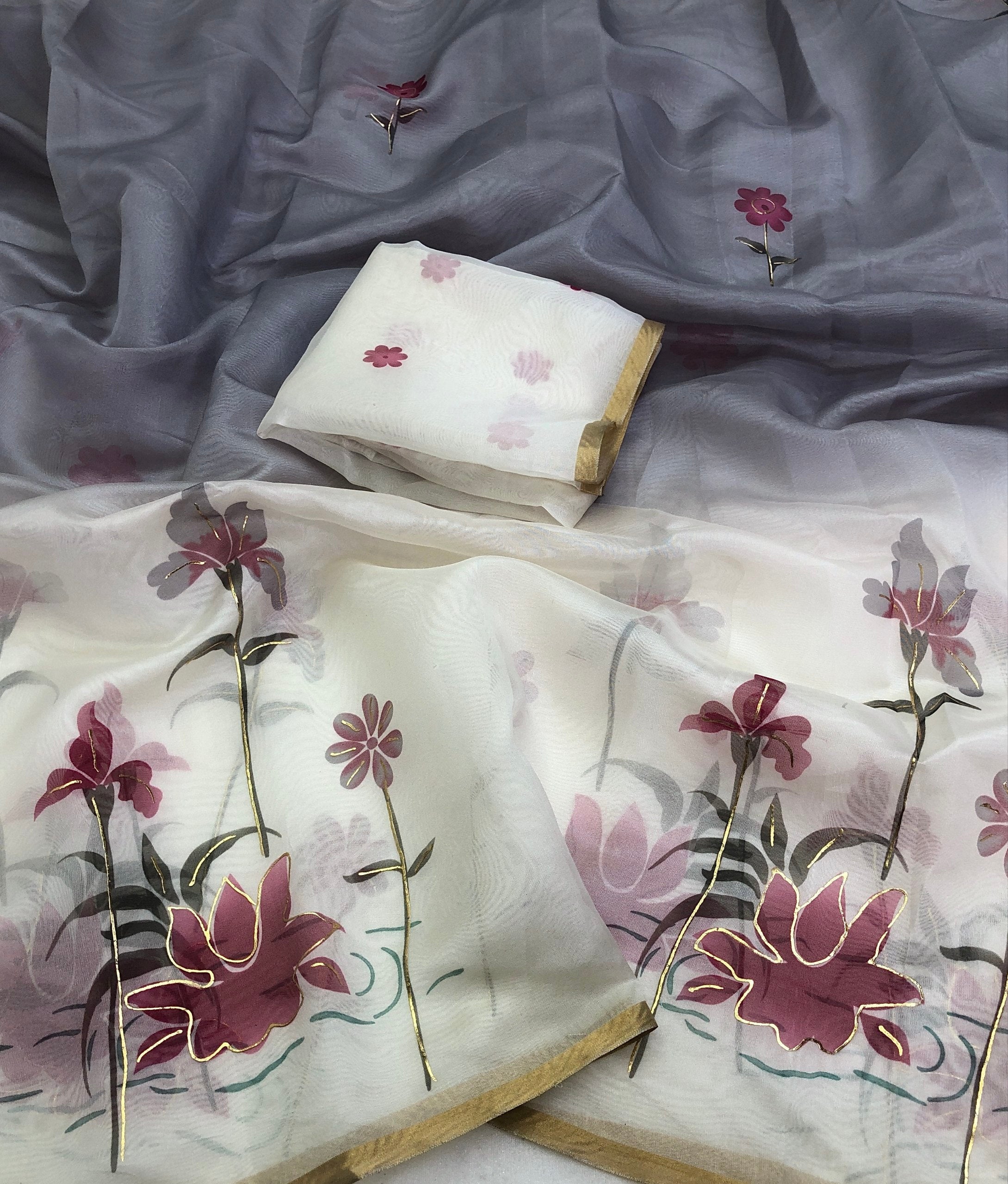 Saarif Organza with floral digital print Saree