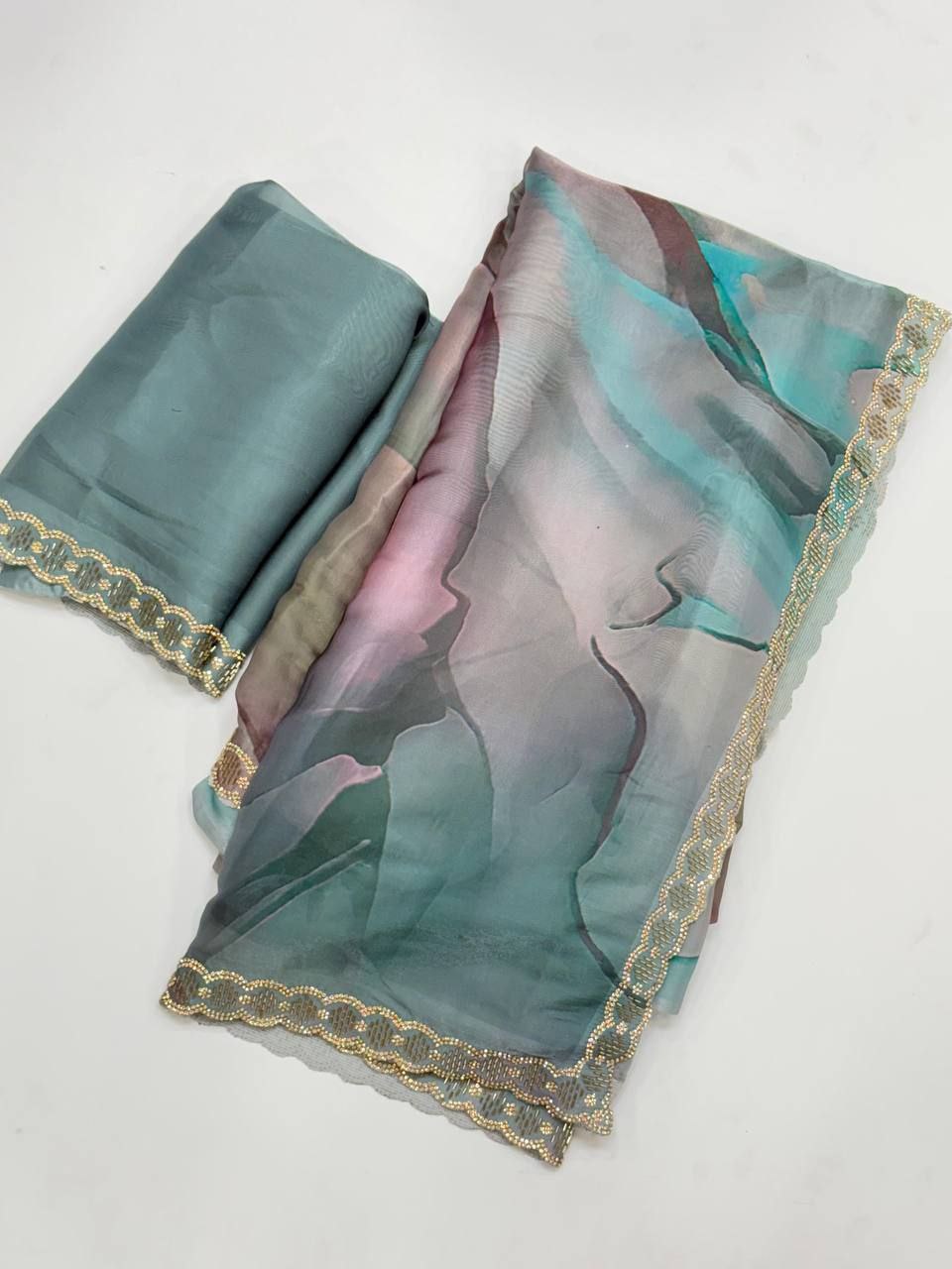 COOPER SATTIN GEORGETTE SILK SAREE