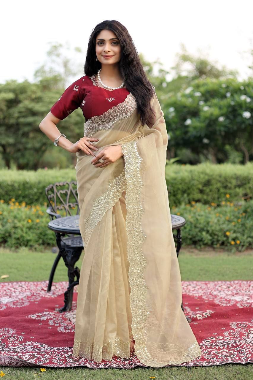 Mismatched Gold Tissue Silk Saree