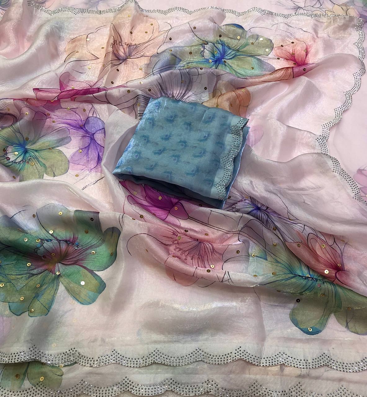 Space silk floral printed saree