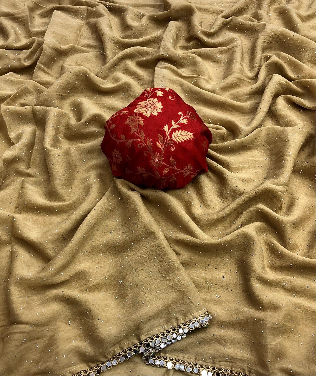 Ringing Georgette with fancy mirror work saree