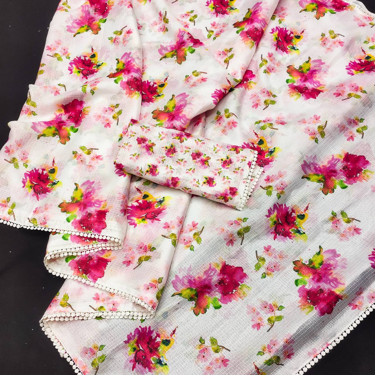 Shumera New Soft Kota Chex DIgital Printed Saree