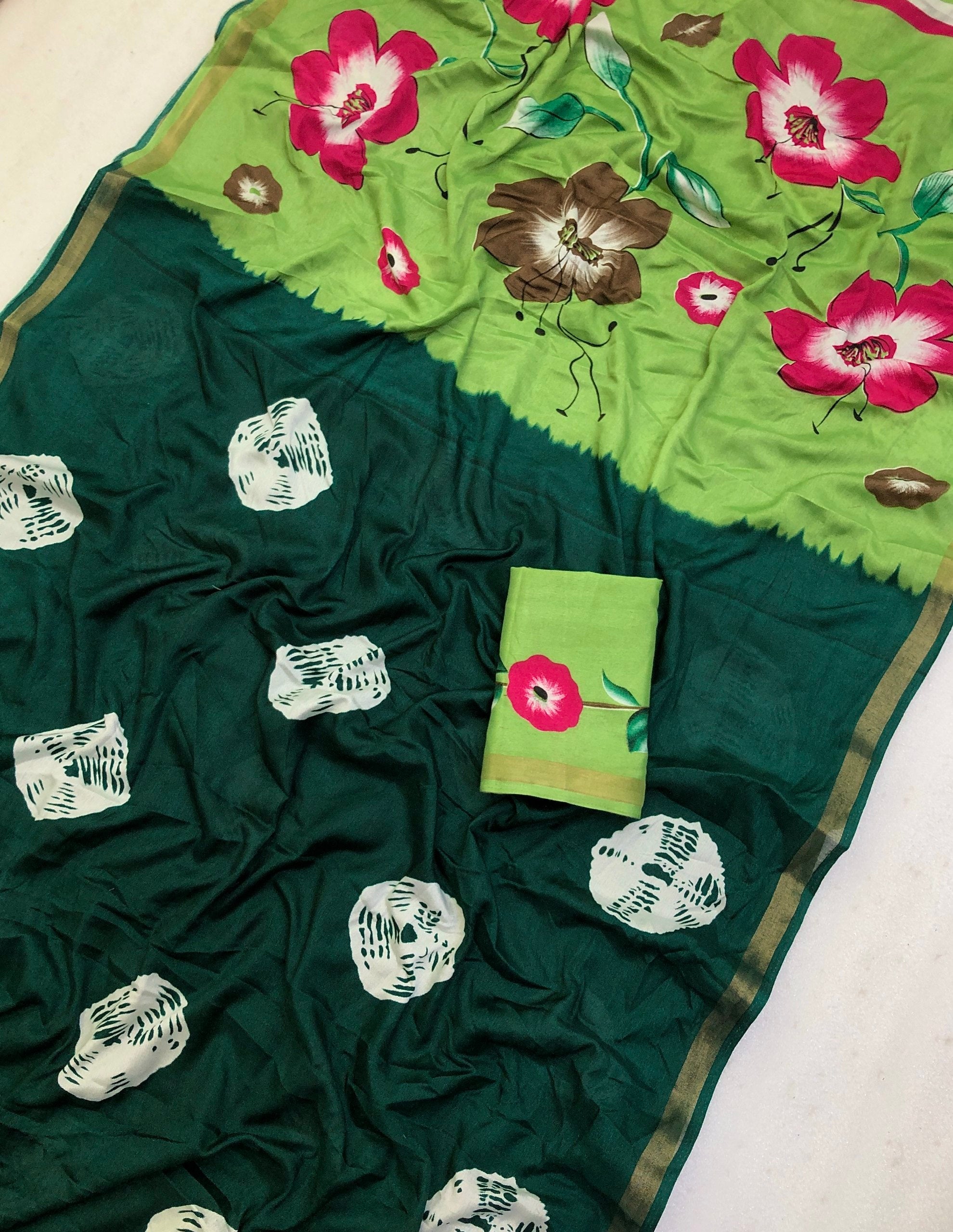 Azmee Mul Cotton Bandani Print Saree