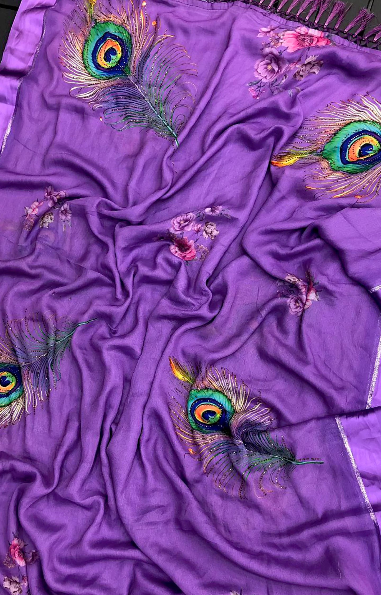 MAYKA MOSS CHIFFON WITH PEACOCK DIGITAL PRINTED SAREE